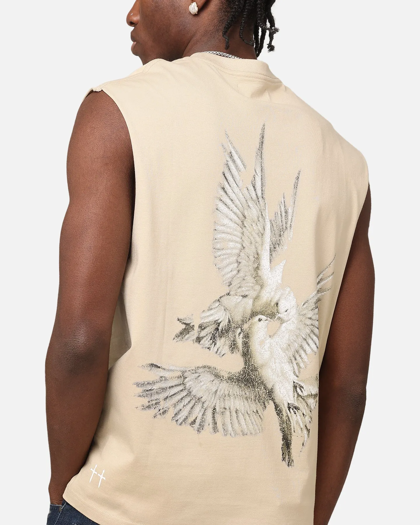 Saint Morta Doves Oversized Muscle T-Shirt Stone