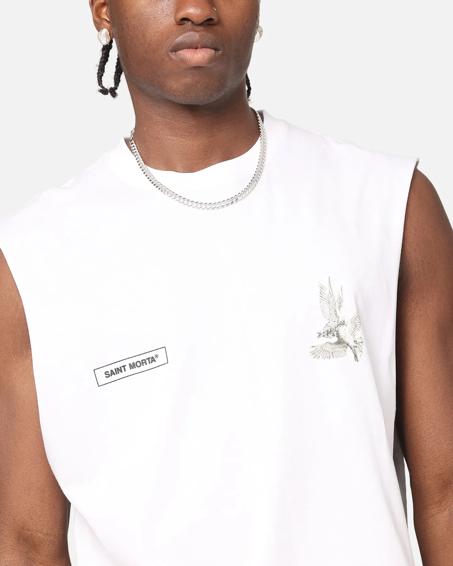 Saint Morta Doves Oversized Muscle T-Shirt White
