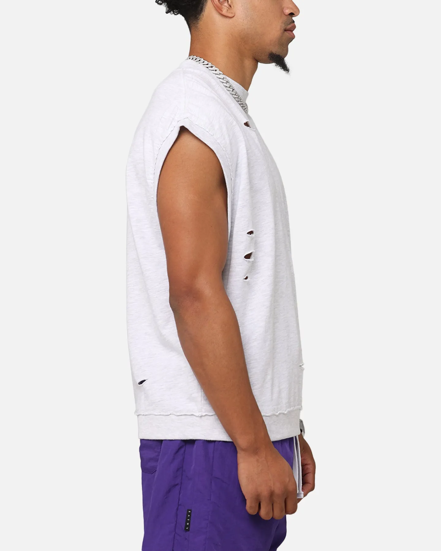 Saint Morta Premium Cut Off Sweat Shirt Light Grey Marle
