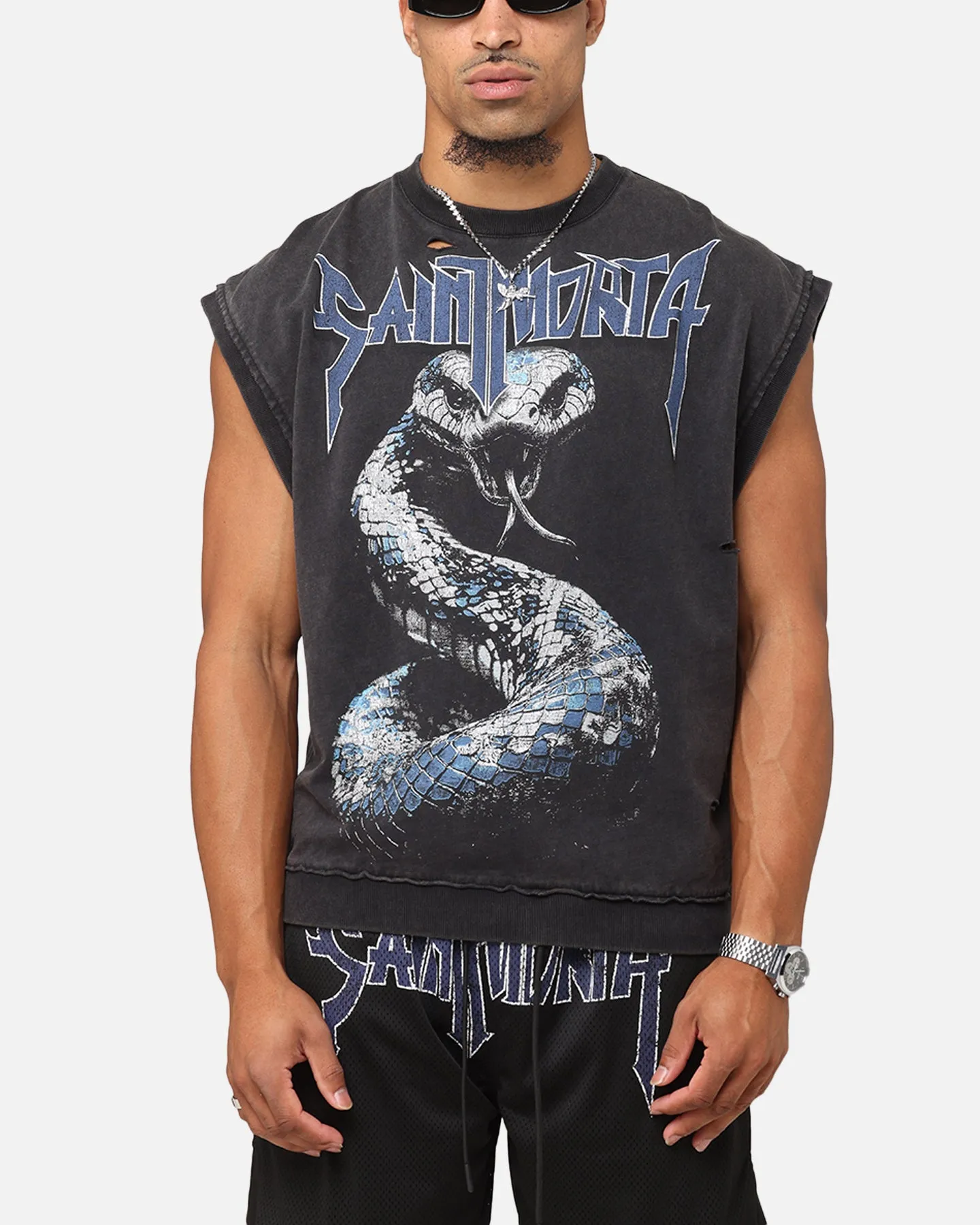 Saint Morta Year Of The Snake Cutoff Sweater Vintage Black