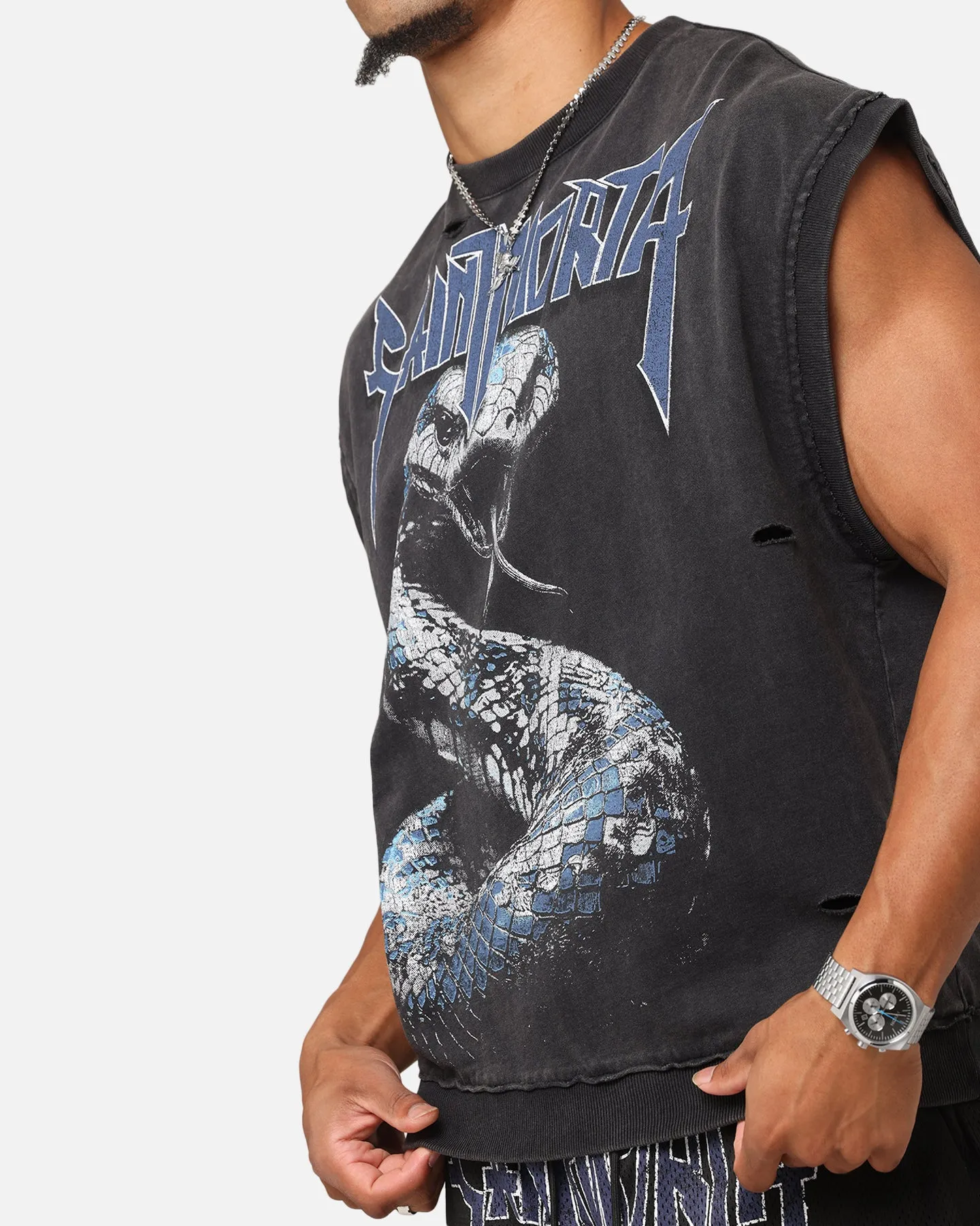 Saint Morta Year Of The Snake Cutoff Sweater Vintage Black