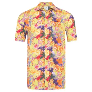 Short-sleeve floral print Tencel blend shirt