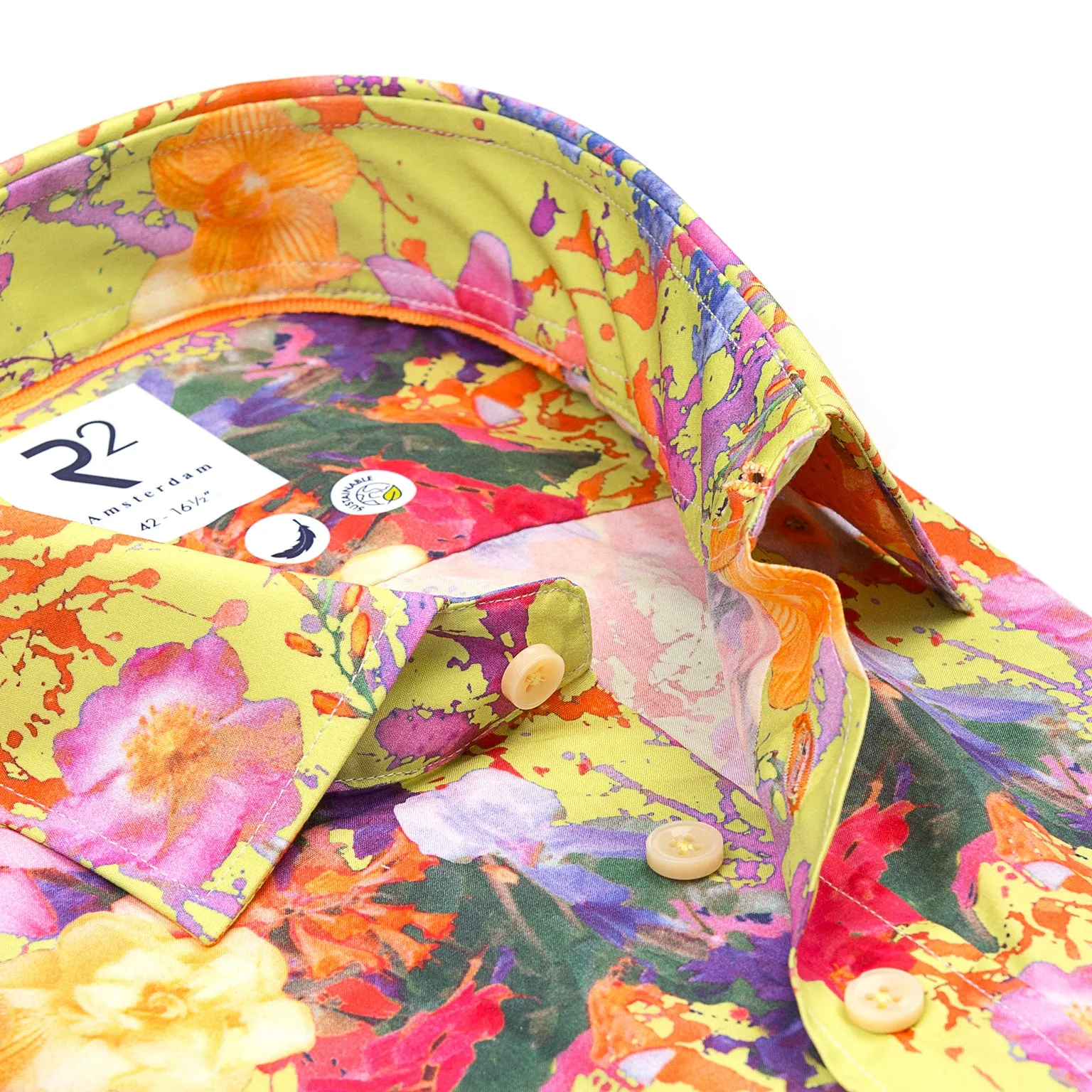 Short-sleeve floral print Tencel blend shirt