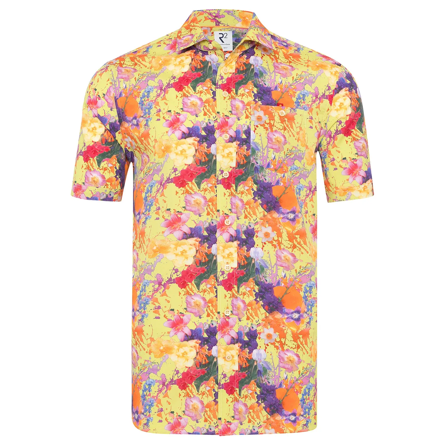 Short-sleeve floral print Tencel blend shirt