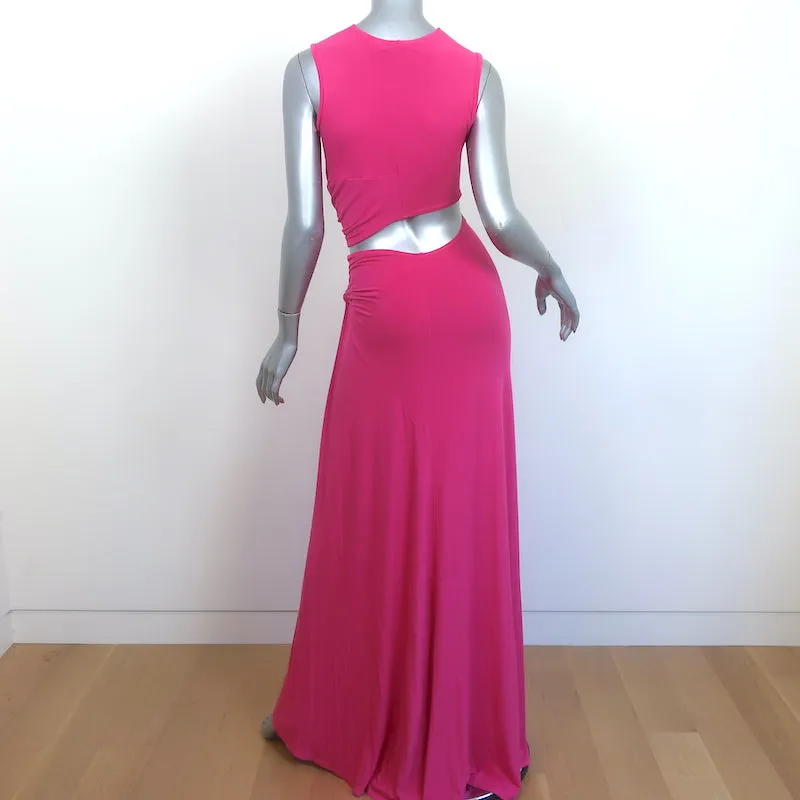 Sid Neigum Cut-Out Twisted Maxi Dress Pink Stretch Jersey Size Extra Small