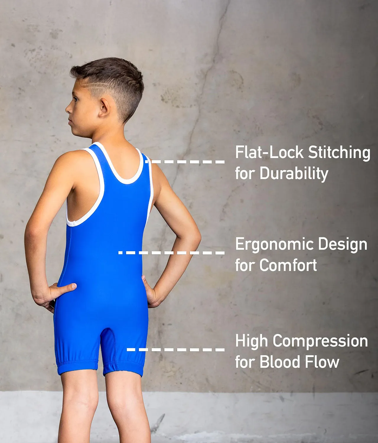 Standard Series Blue Kids Wrestling Singlet