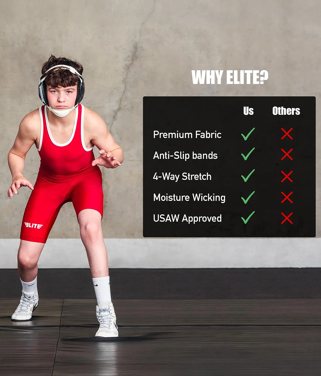 Standard Series Red Kids Wrestling Singlet