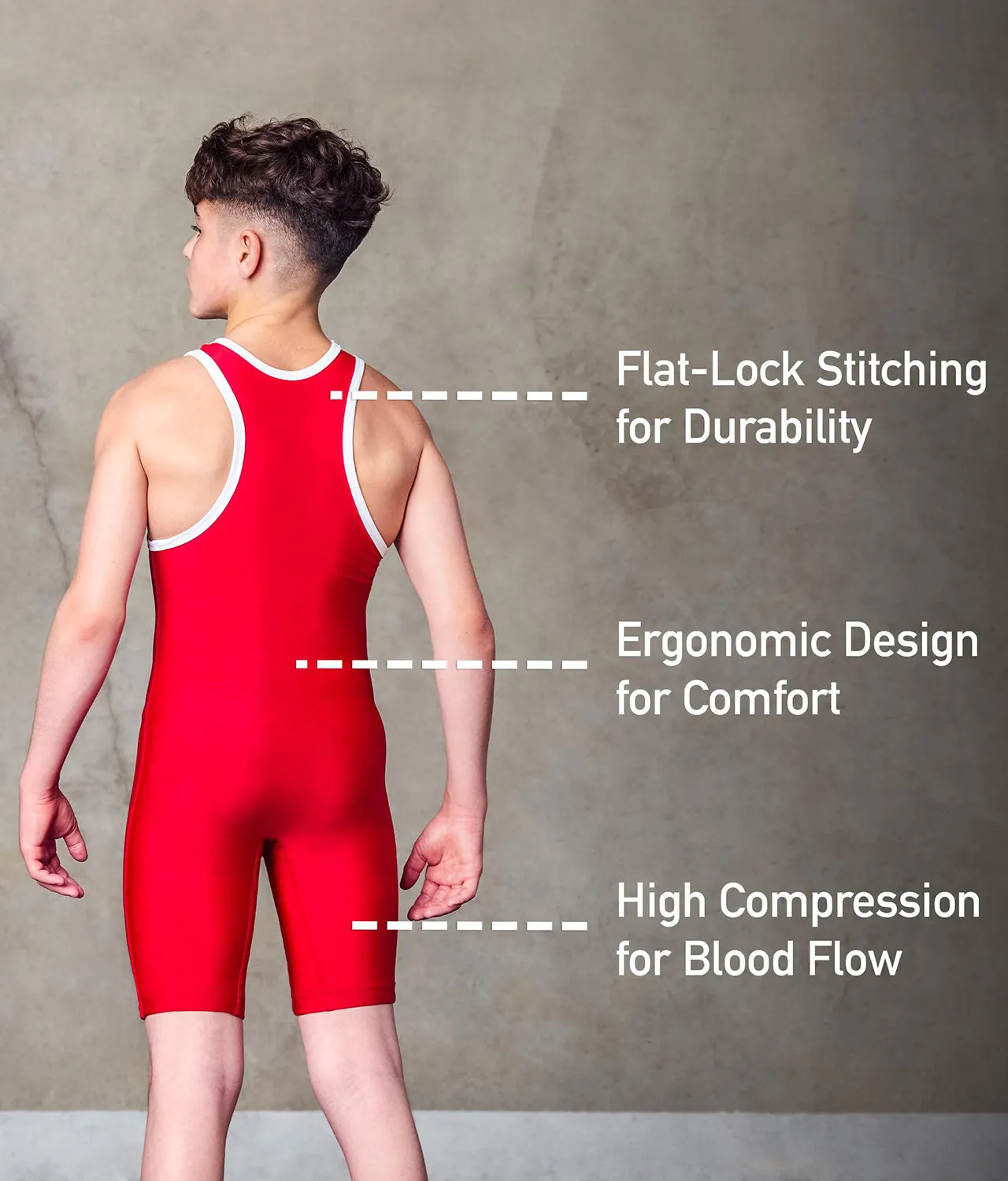 Standard Series Red Kids Wrestling Singlet