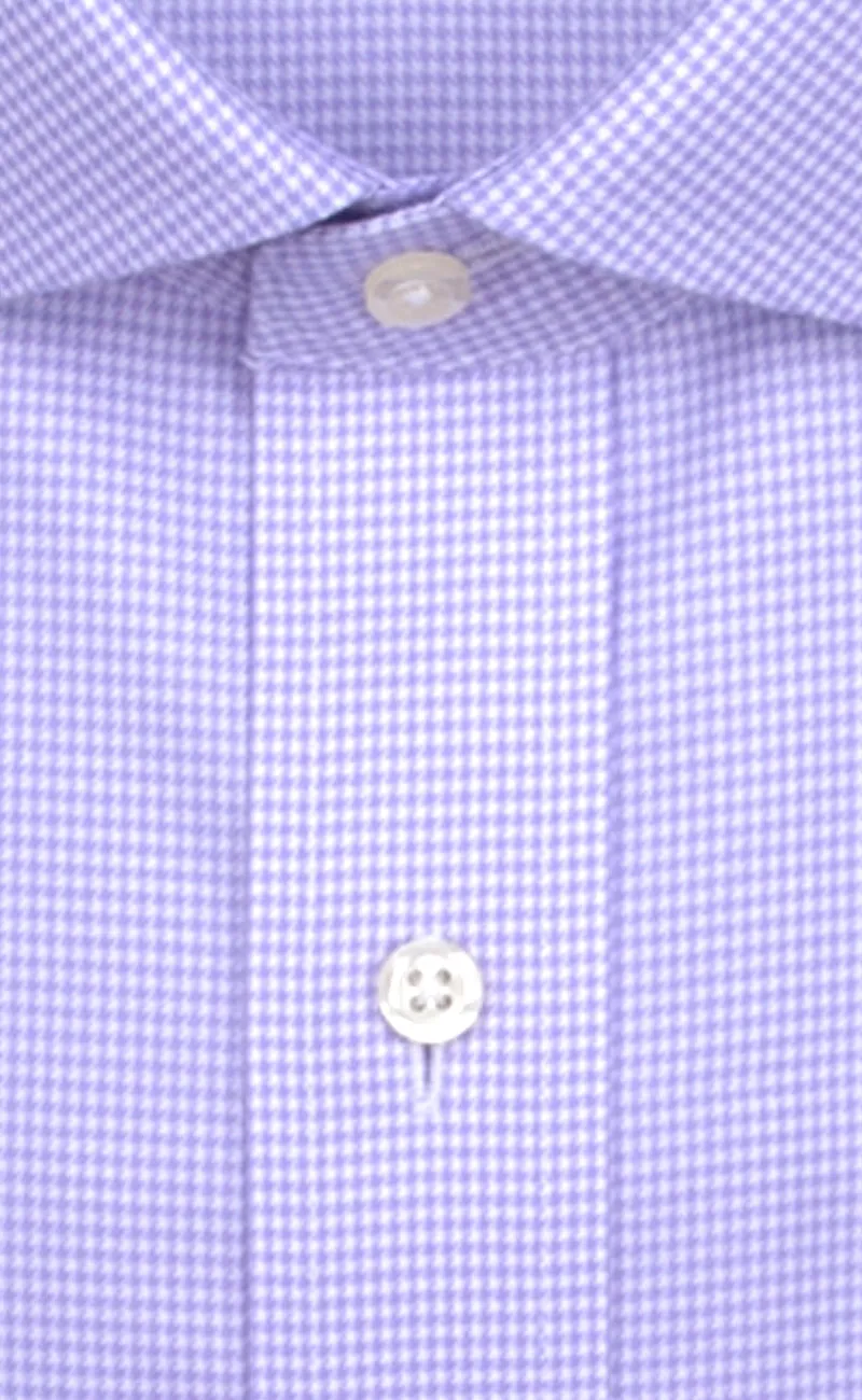 Tailored Fit Purple Houndstooth English Spread Collar Supima® Cotton Non-Iron Twill Dress Shirt