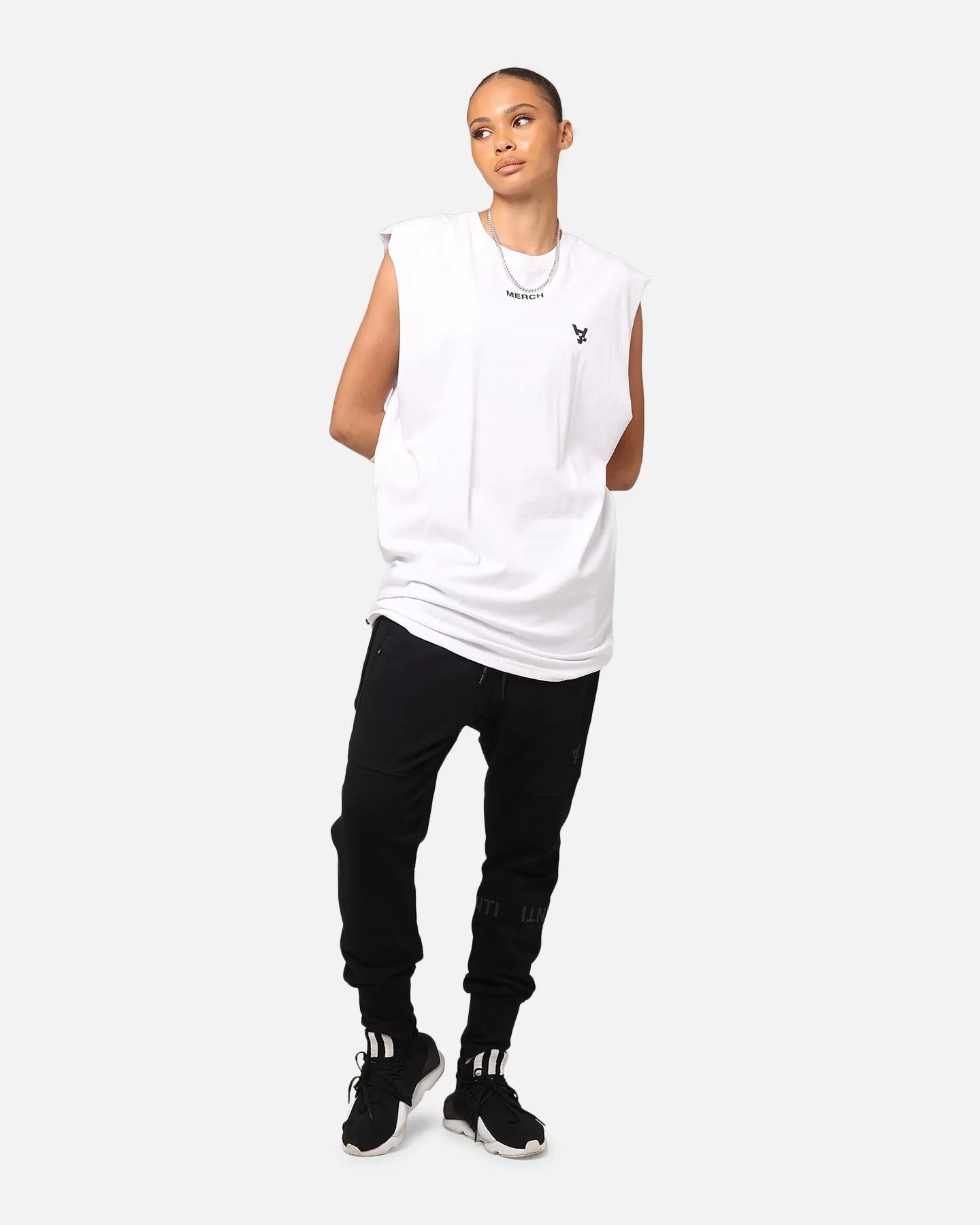 The Anti Order A Logo Merch Oversized Muscle T-Shirt White/Black