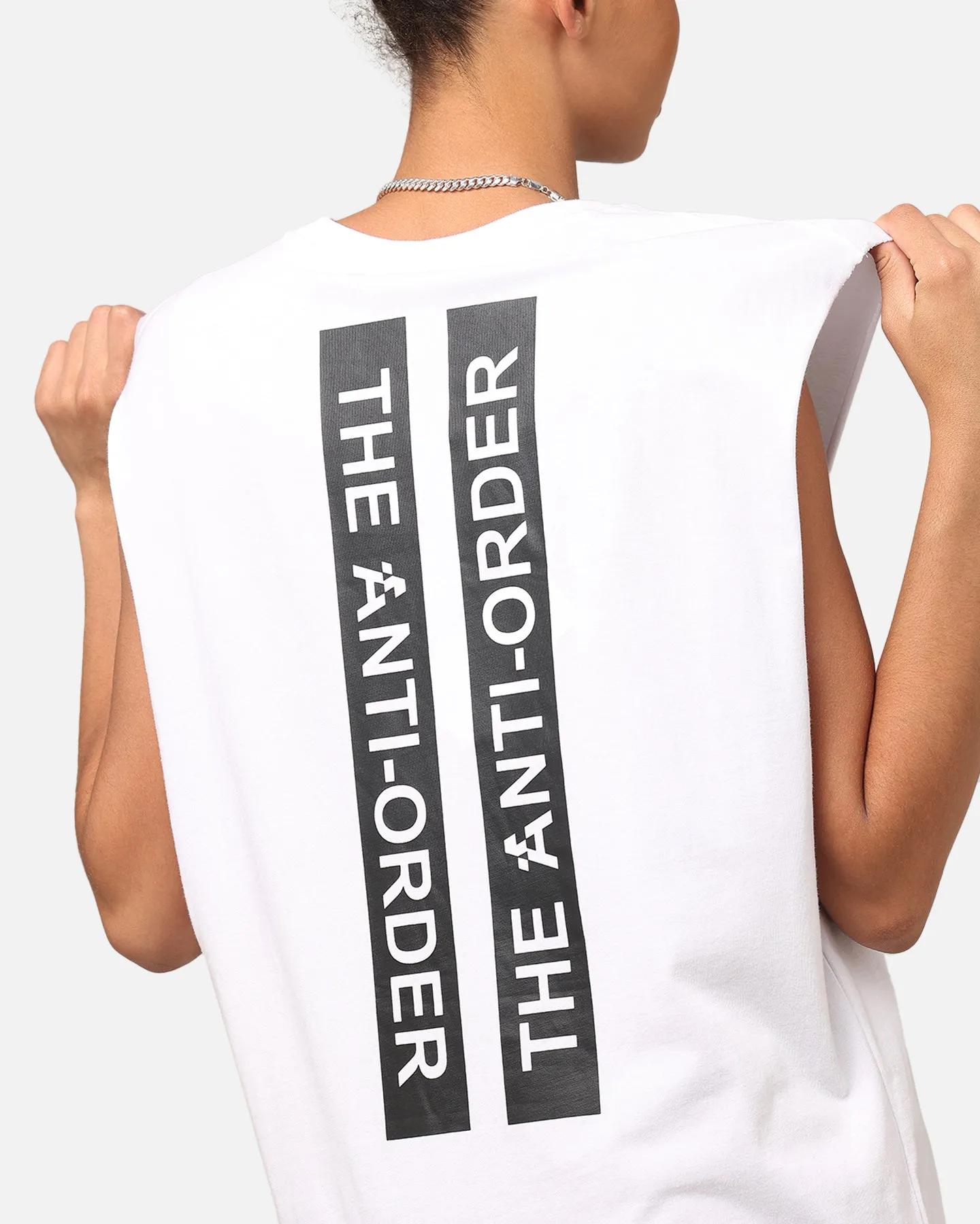 The Anti Order A Logo Merch Oversized Muscle T-Shirt White/Black