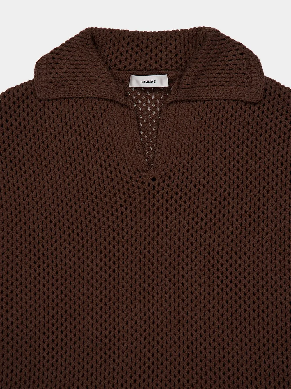 Two-Tone Crochet Polo Shirt