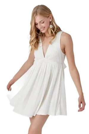 V Neck Smock Sleeveless Dress