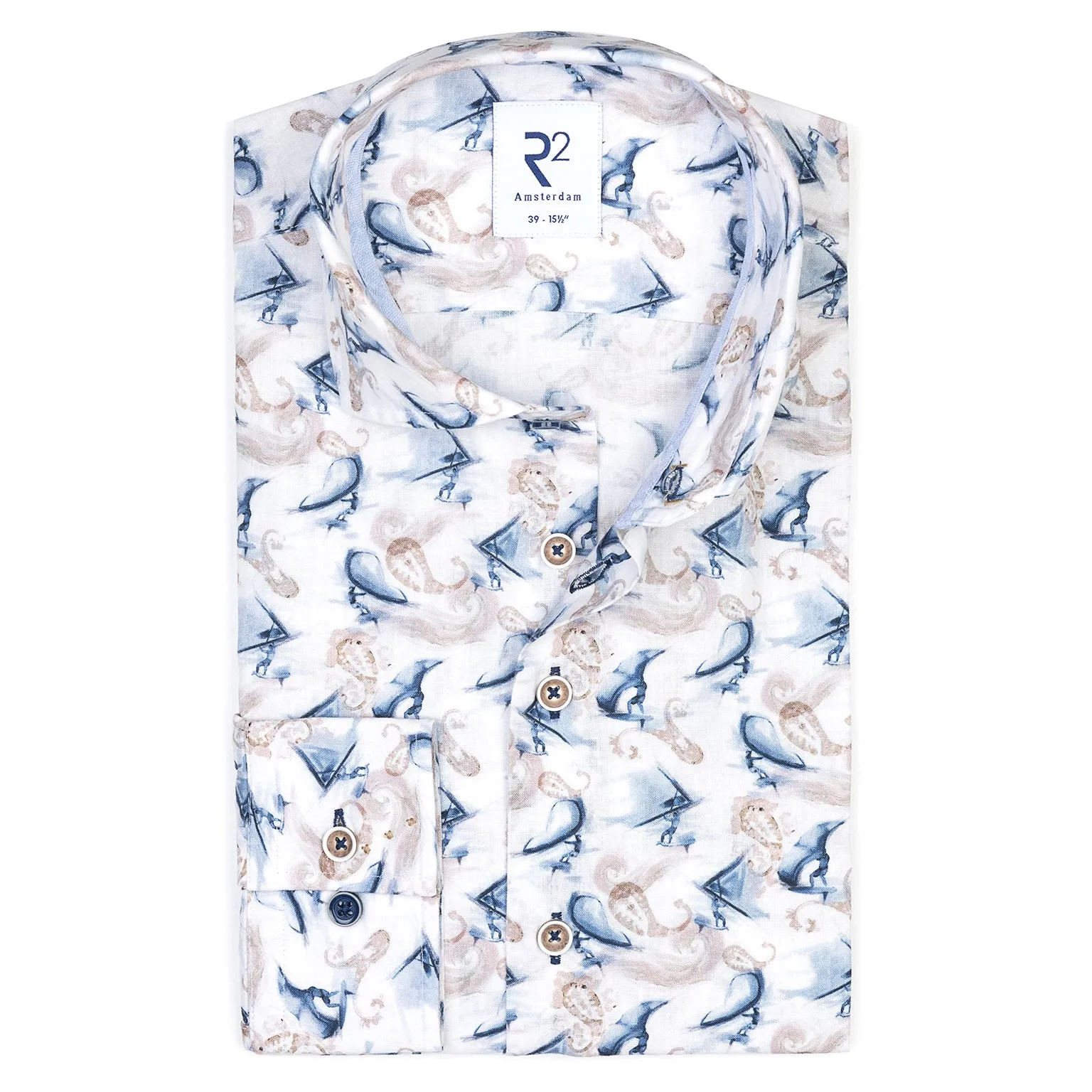 Wing Surf print linen blend shirt