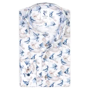 Wing Surf print linen blend shirt