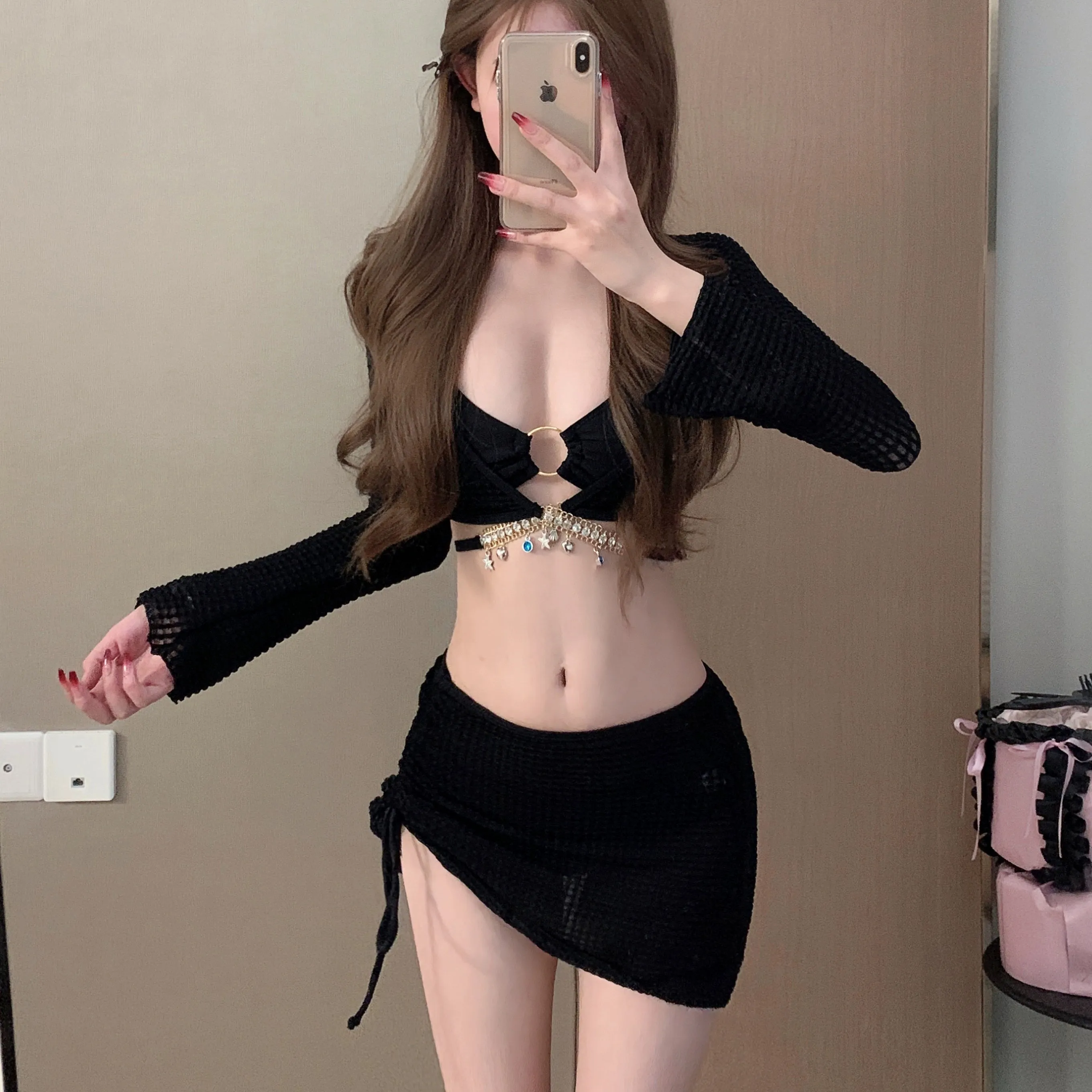 Women's Sexy Bikini Separates Three-Piece Set Slimming Slim Fit Boxer Seaside Vacation Swimwear