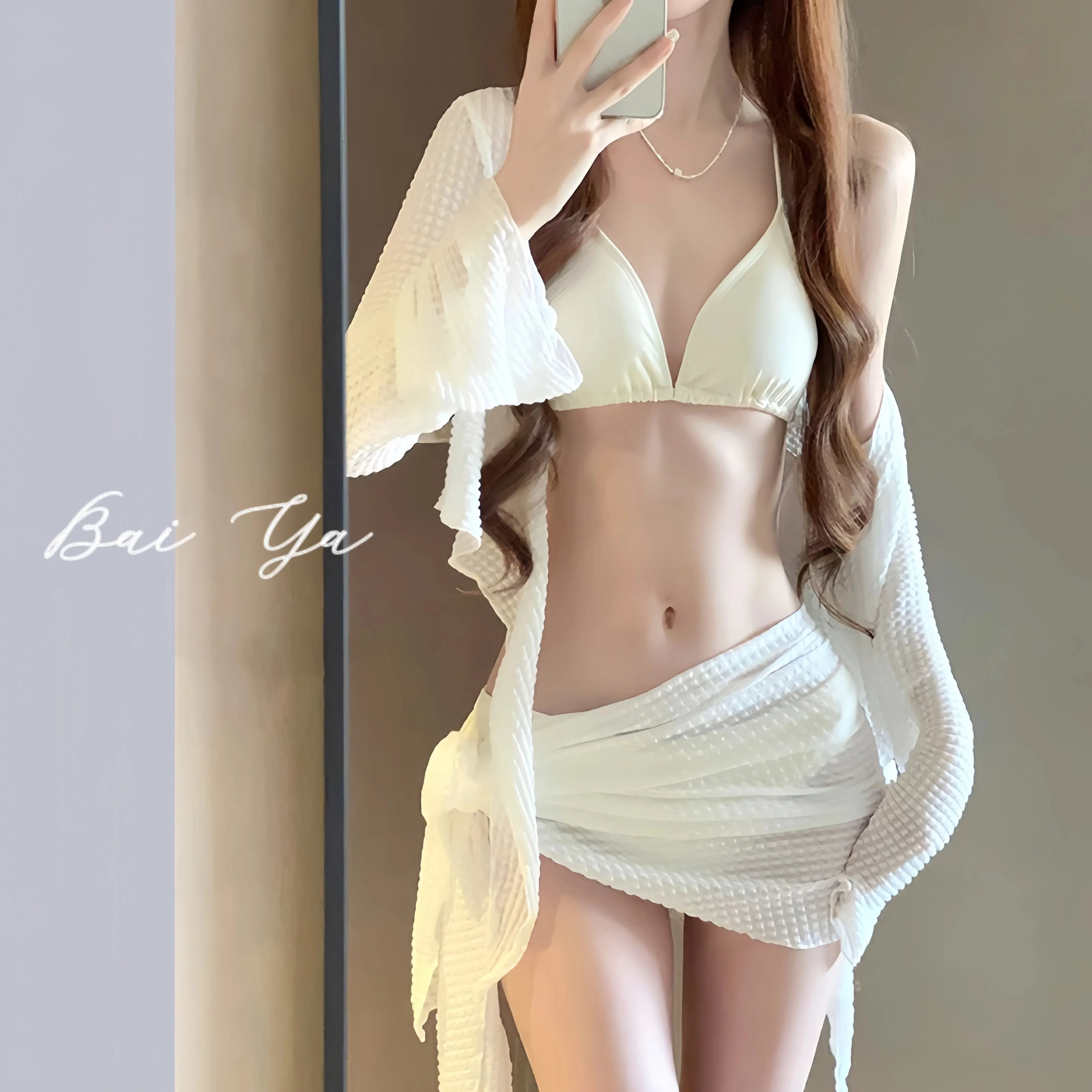 Women's Sexy Bikini Separates Three-Piece Set Slimming Slim Fit Boxer Seaside Vacation Swimwear