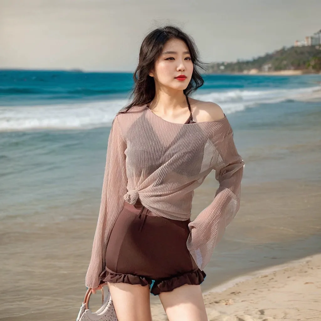 Women's Sexy Bikini Separates Three-Piece Set Slimming Slim Fit Boxer Seaside Vacation Swimwear
