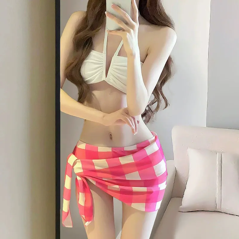 Women's Sexy Bikini Separates Three-Piece Set Slimming Slim Fit Boxer Seaside Vacation Swimwear
