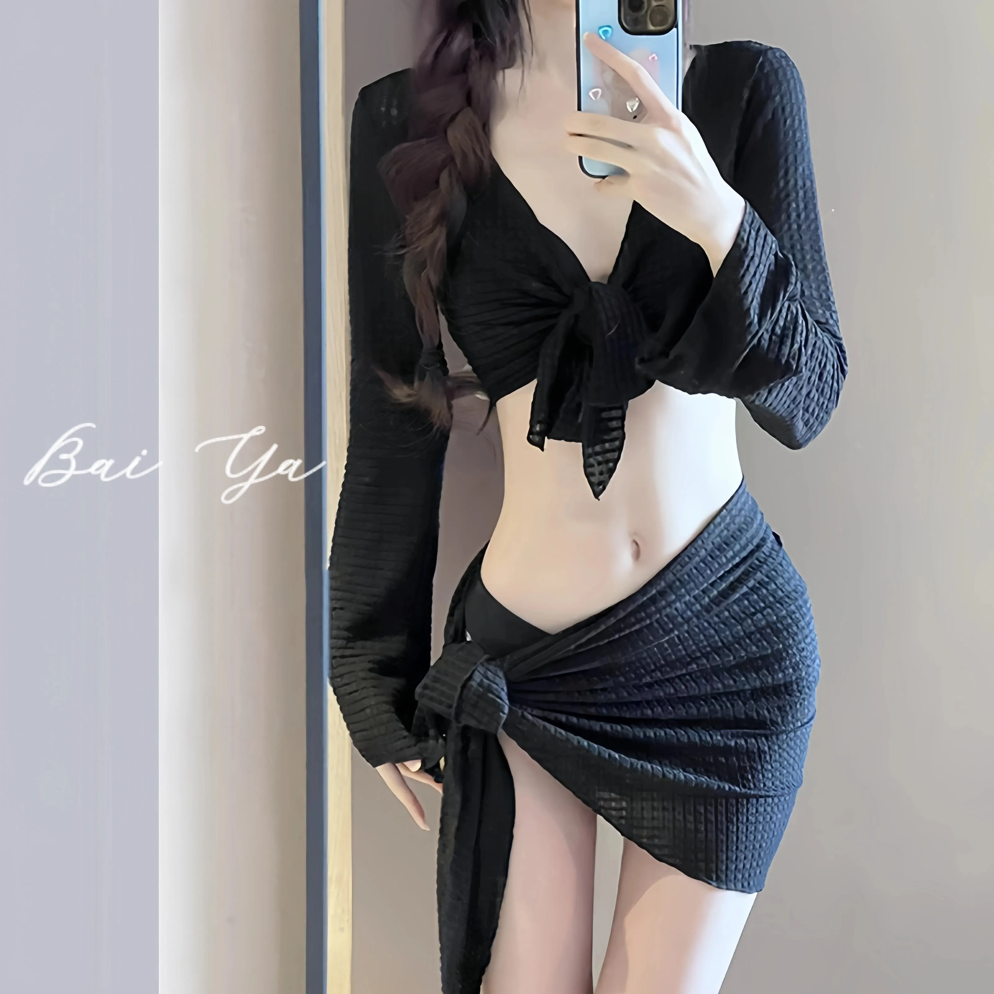 Women's Sexy Bikini Separates Three-Piece Set Slimming Slim Fit Boxer Seaside Vacation Swimwear