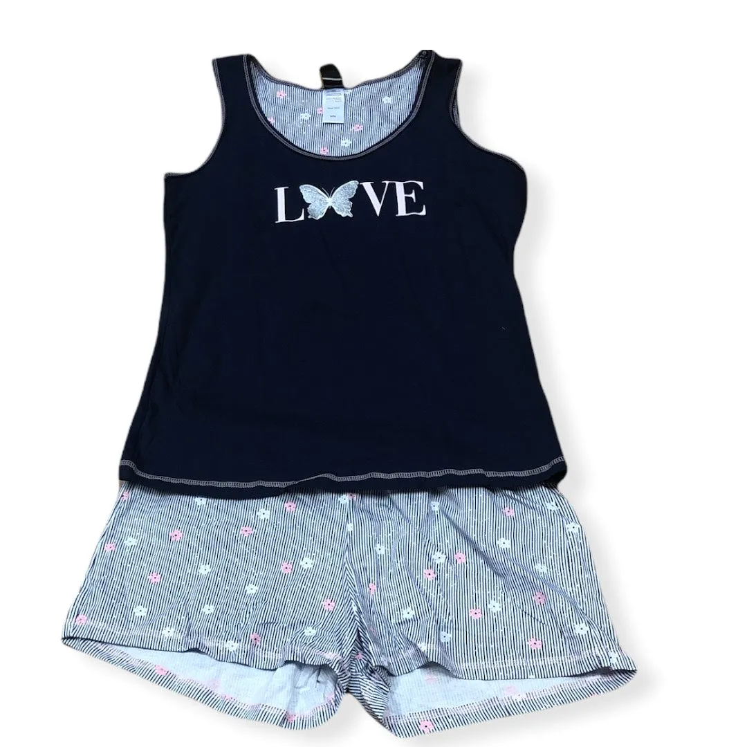 Women's Two Piece Cotton Jersey Knit Boxer Set with Tank Top