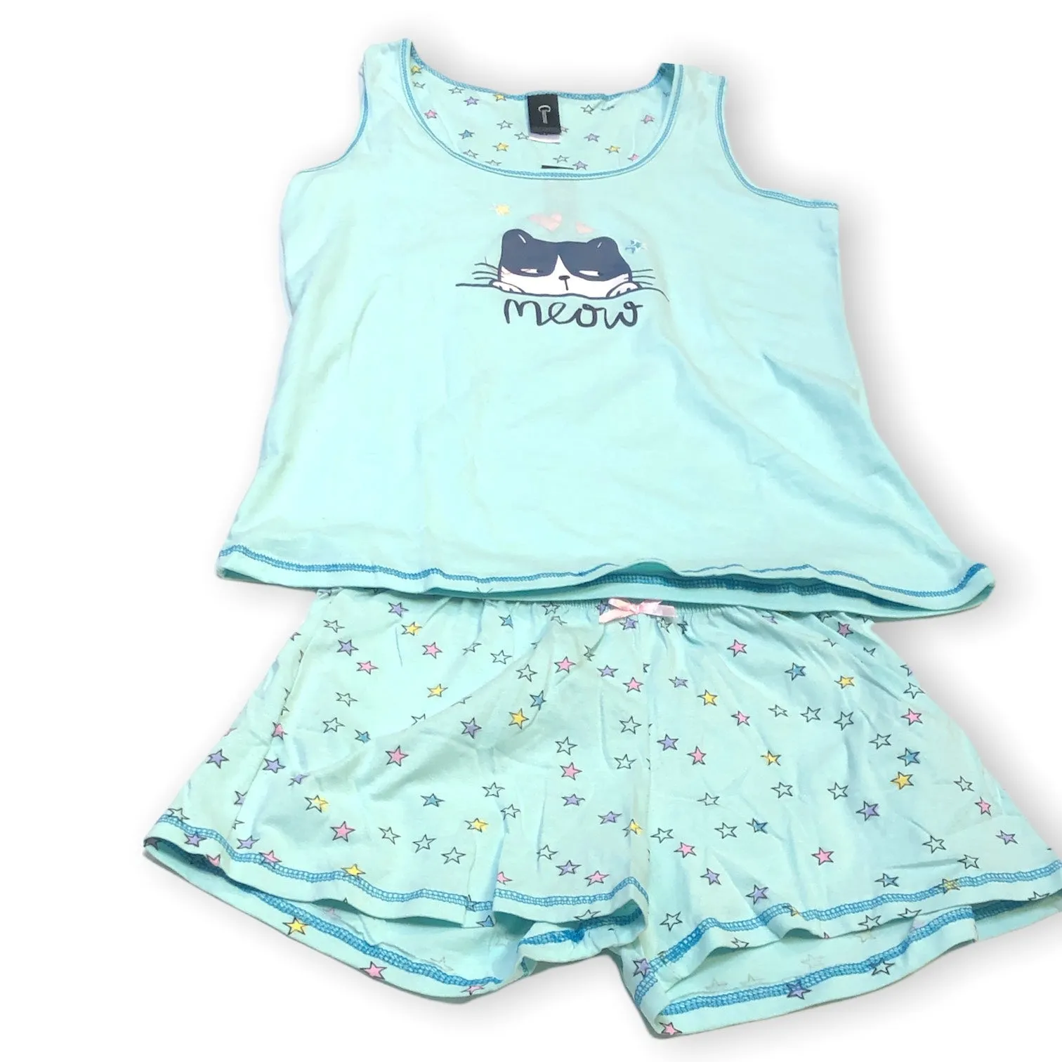 Women's Two Piece Cotton Jersey Knit Boxer Set with Tank Top