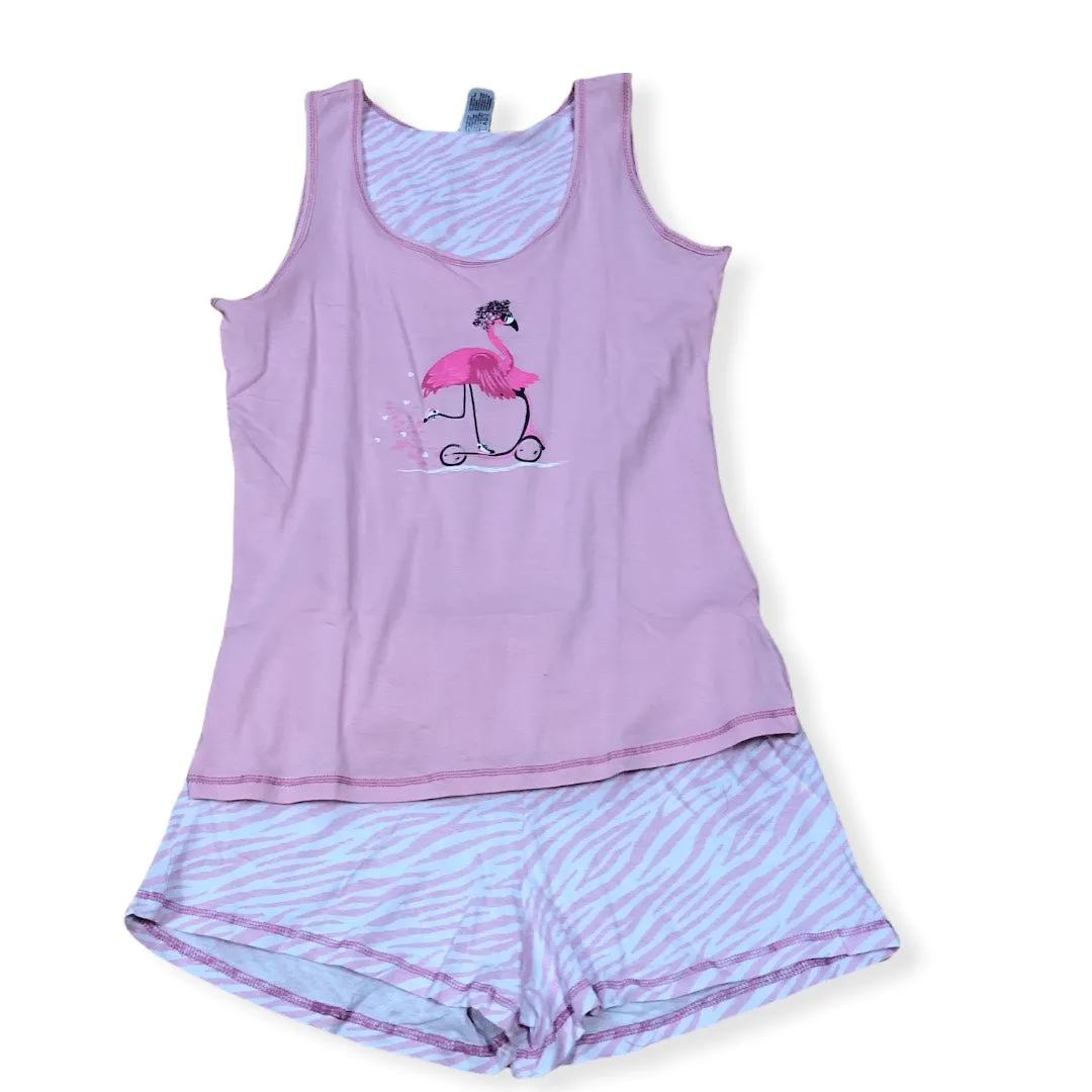Women's Two Piece Cotton Jersey Knit Boxer Set with Tank Top